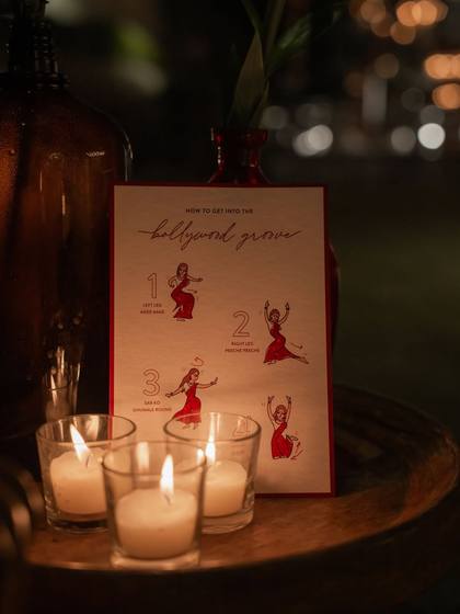Signage and Tablescape — Sangeet decor — Alila + Samode Jaipur